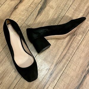 J. Crew Black Suede Block Heel Pumps